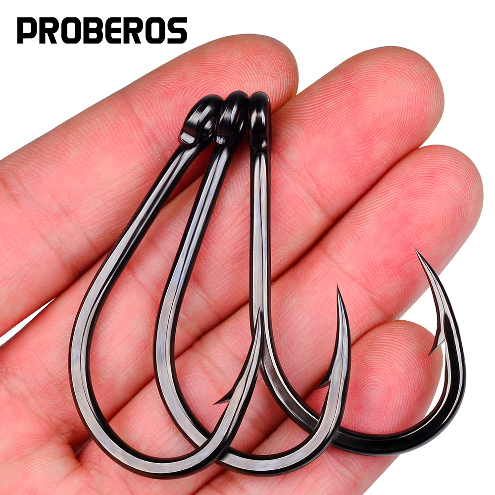 Fishing Hook Assortment - 10 個高炭素鋼有刺鉄線チューブアイ釣りフックリング付き海水サーフロック海釣りオフショアビッグゲーム魚用 ‌