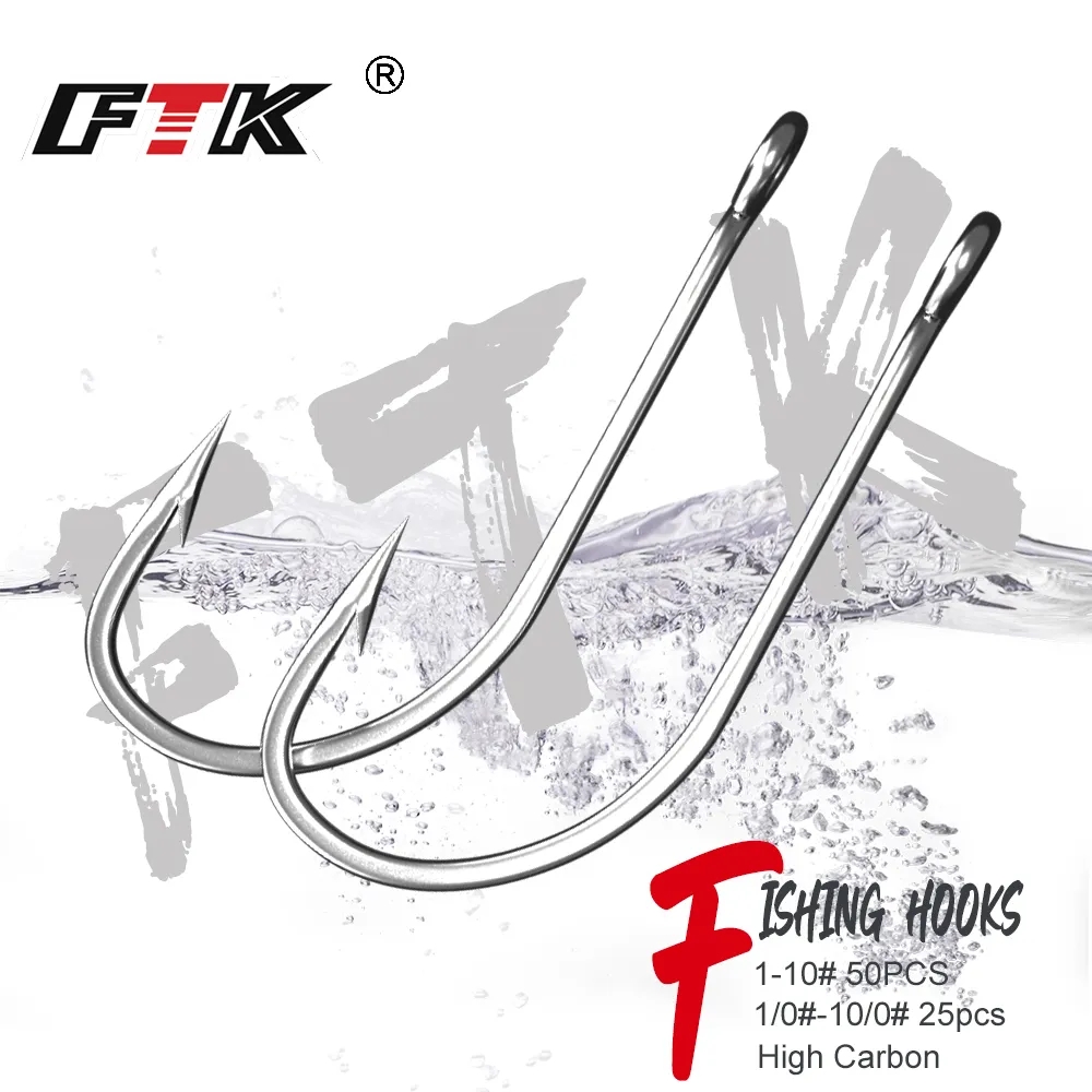 Fishing Hook Assortment - FTK フィッシングフック 1-10 # 50個1/0 #