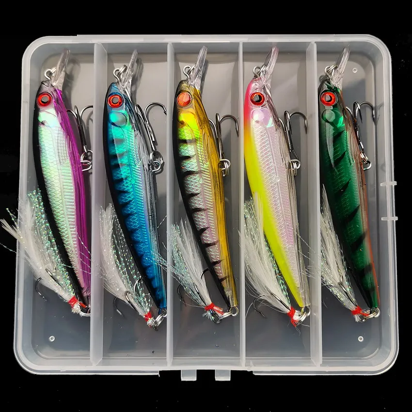 レーザー3Dアイズバイオニックミノー釣りルアー5個/箱 -  - Fishing Hook Box のレビューと価格