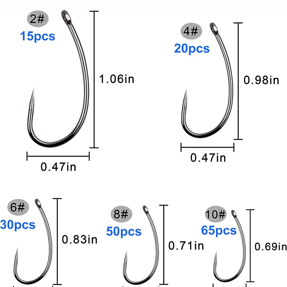 バーブレスフィッシングフックキット、湾曲したシャンク、フライ - Fishing Hook Assortment のレビューと価格