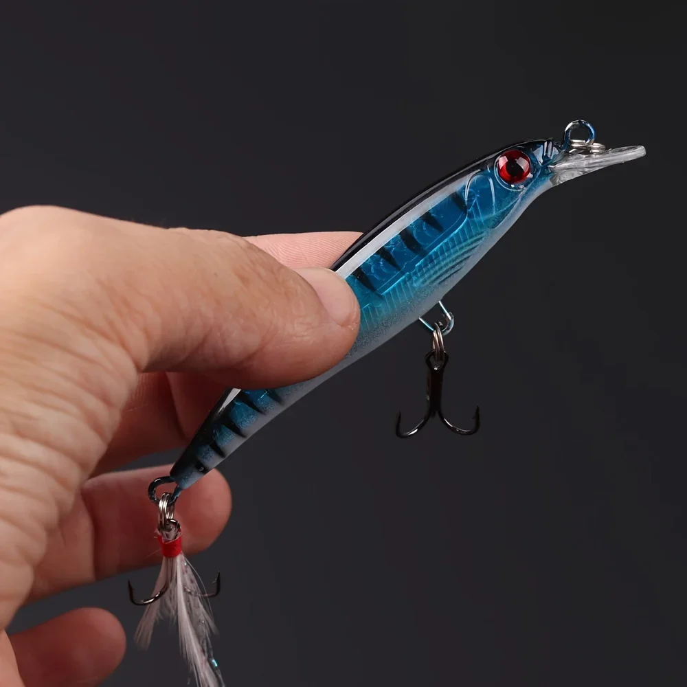 3Dレーザーアイミノールアー,フェザー付きハードベイト,最大 - Fishing Hook Box のレビューと価格